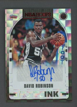 2018 - 19 Nba Hoops Ink Red David Robinson Hof Signed Auto 19/25 Spurs