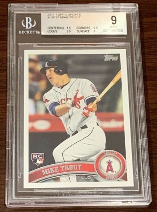 2011 Topps Update Mike Trout Rookie Bgs 9 W/ Two 9.  5’s Rc Us175