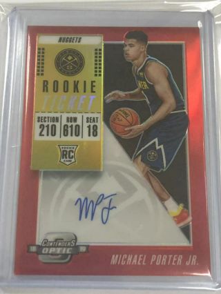 2018 - 19 Contenders Optic Rookie Red Michael Porter Jr.  109/149 Rc Auto