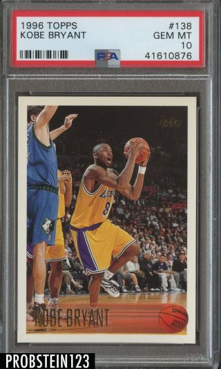 1996 - 97 Topps 138 Kobe Bryant Lakers Rc Rookie Psa 10 Gem