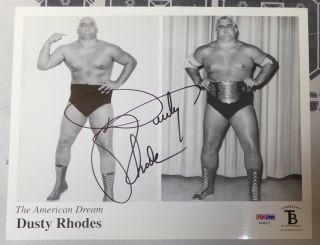 Dusty Rhodes Signed Wwe 8x10 Photo Psa/dna Nwa Wrestling Picture Autograph