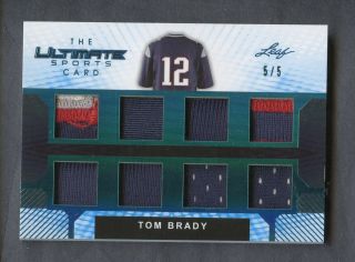 Tom Brady 2019 Leaf Ultimate Sports Card 8 Piece Game Worn Jersey Patch 5/5