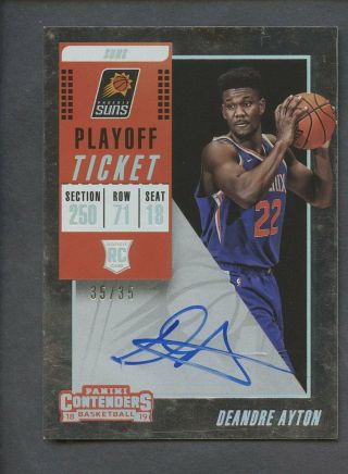 2018 - 19 Contenders Playoff Ticket Deandre Ayton Suns Rc Rookie Auto 35/35