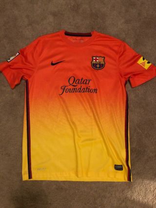 Nike Lionel Messi Barcelona 2012 - 13 Away Jersey Adult Medium M Orange Yellow Fcb