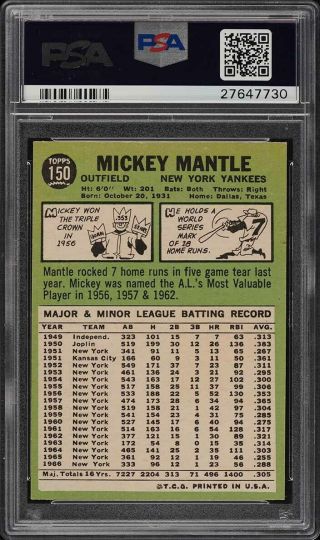 1967 Topps Mickey Mantle 150 PSA 7 NRMT (PWCC) 2