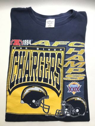 Vintage San Diego Chargers 1994 Afc Champions T - Shirt.  Made In Usa.  Size Xl