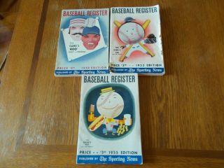 Vintage Baseball Register Books - (3) 1952,  1953,  1955 Complete