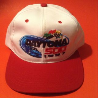 Daytona 500 1997 Nascar Cap Nwot - White And Red - Snap Back Strap