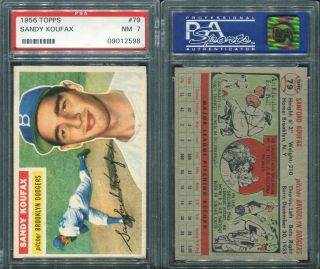 1956 Topps 79 Sandy Koufax Gray Back Gb Psa 7 (2598) 2nd Card
