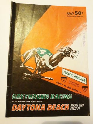 Vintage 1977 Greyhound Racing Daytona Beach Kennel Club Route 92