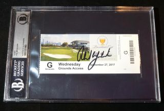 Phil Mickelson Signed 2017 Presidents Cup Pga Golf Ticket,  Beckett Slabbed