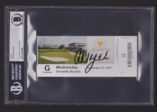 PHIL MICKELSON Signed 2017 Presidents Cup PGA Golf TICKET,  Beckett Slabbed 3