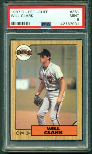 1987 Opc 361 Will Clark Rc Rookie Card Psa 9 Giants