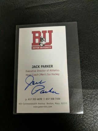 Jack Parker Autographed Boston University Bu Hockey Coach Business Card Photo