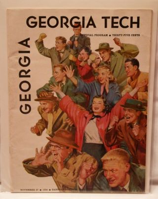 Vintage 1954 Georgia Bulldogs Georgia Tech Football Game Program