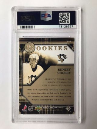 2005 - 06 UD Power Play Sidney Crosby Rookie Card PSA 8 133 2