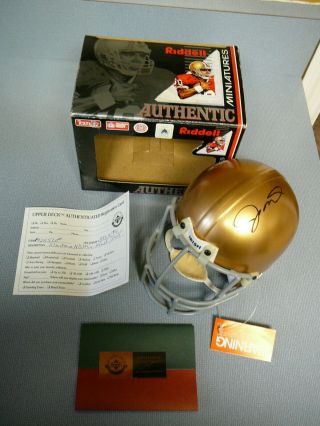 Joe Montana Notre Dame Signed Mini Helmet With Upper Deck