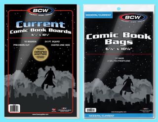 10 Bcw Current Comic Book Bags & Backing Boards Clear Archival Acid Modern