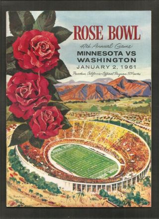1961 Minnesota Vs Washington Rose Bowl College Football Program W/mailer
