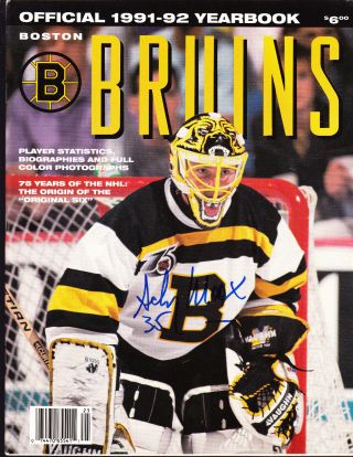 Andy Moog Autograph Signed 1991 - 92 Boston Bruins Yearbook