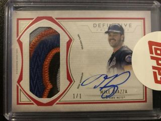 2019 Topps Definitive Autograph Relics Red Mike Piazza 1/1 True 1/1