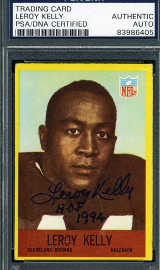 Leroy Kelly 1967 Philadelphia Rookie Hand Signed Psa/dna Autograph