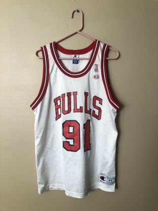 Vintage 90s Dennis Rodman Chicago Bulls Nba Champion White Jersey Size 48