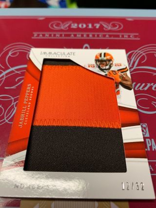 2018 Panini Immaculate Jabrill Peppers Numbers Jumbo Patch /32 4