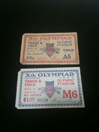 Official 1932 Xth Olympics Los Angeles Program and 2 Tickets 3