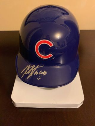 Kris Bryant Chicago Cubs Mlb Autographed Mini - Helmet With “go Cubs” Caption