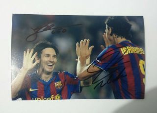 Lionel Messi And Zlatan Ibrahimovic Hand Signed Authentic Autographed Photo
