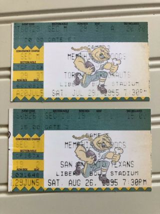2 Memphis Maddogs Ticket Stubs 1995 Canadian Football League