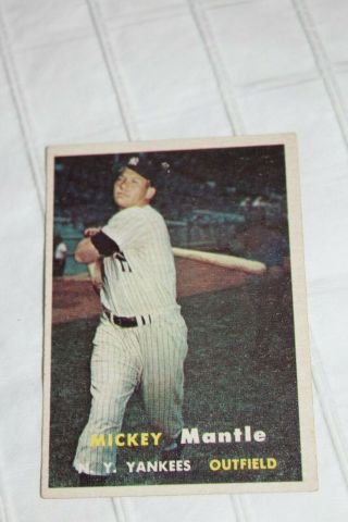 1957 Topps Mickey Mantle Ny Yankees 95 Psa 4 Or 5 Awesome
