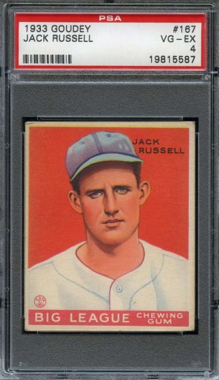 1933 Goudey 167 Jack Russell Psa 4 Rc Rookie Senators Ds7849