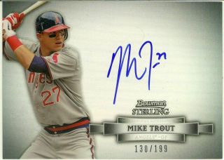 Mike Trout 2012 Bowman Sterling Refractor On Card Auto Autograph 130/199 Angels
