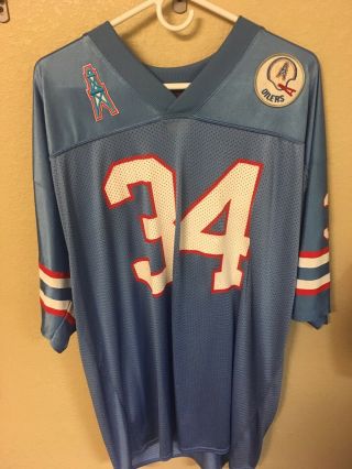 Xl Earl Campbell Custom Blue Houston Oilers Jersey $1 W/