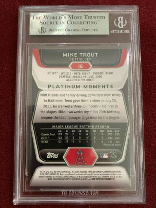 Mike Trout 2012 Bowman Platinum Gold Rookie Card BGS 9 LAA Angels 2