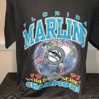 Vtg Florida Marlins 1997 World Series Champions T Shirt Mlb Baseball Mens Large