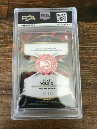 PSA 9 2018 - 19 Select TRAE YOUNG Jersey Auto Rookie RC /199 2