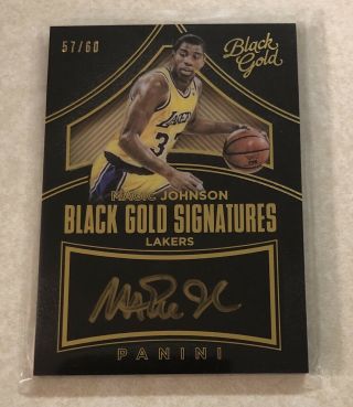 Magic Johnson 2015 - 16 Panini Black Gold On Card Auto Lakers