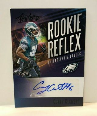 1/1 Corey Clement 2017 Absolute Rookie Reflex Autograph Card 1 Of 1 Eagles