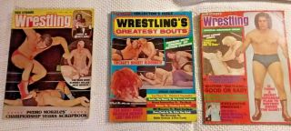 3 Ben Strong Wrestling Magazines 1975 Andre The Giant