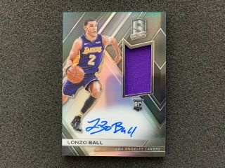 Lonzo Ball 2017 - 18 Panini Spectra Rookie Jersey On - Card Auto 110 /299 Rc Lakers
