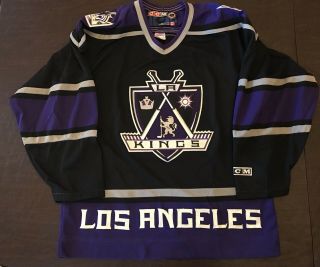 1999 - 2002 Los Angeles Kings Ccm Black Purple Crown Nhl Hockey Jersey Sz M