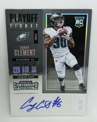 2017 Panini Contenders Football Corey Clement Rc Rookie Ticket Auto /99