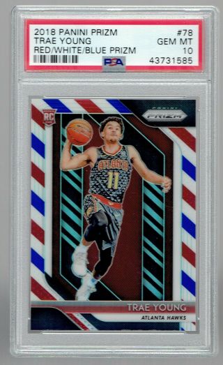2018 Panini Prizm Trae Young Red White & Blue Rookie Rc Card Psa 10 Gem