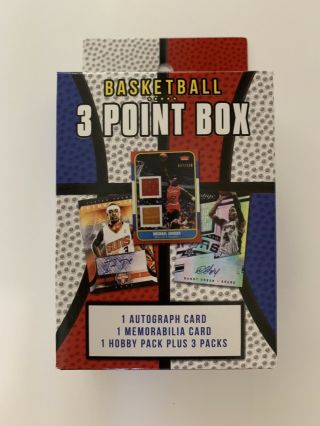 Basketball 3 Point Box - 1 Autograph Auto,  1 Memorabilia,  1 Hobby Pack,  3 Packs