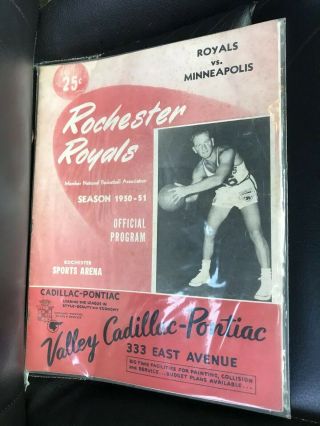 1950 - 51 Rochester Royals - Lakers Program Royals Championship Season Rare