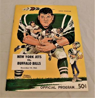 Dec.  19 1965 York Jets Football Program Vs Buffalo Bills Namath Rookie Year