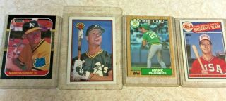 4 Mark Mcgwire Baseball Cards Includes Rookie Card - Topps 366 401 Donruss 46 Bowm